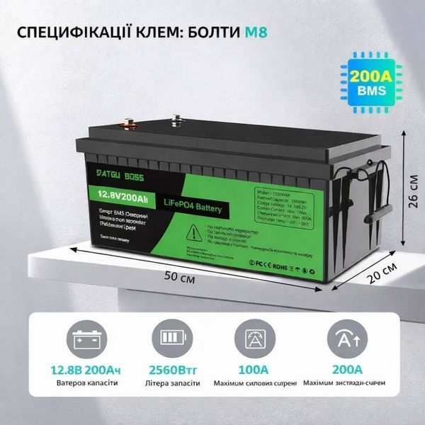 LiFePO4 12V/300AH Акумулятор Datouboss (3840W*h) для систем резервного живлення (UPS) будинку 17110 фото