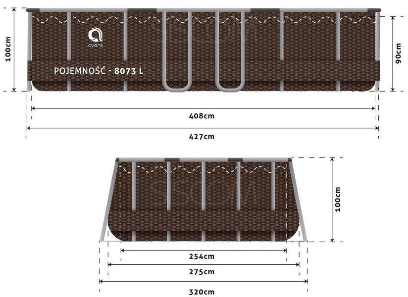 Прямоугольный каркасный бассейн Avenli 427 x 275 x 100 см (16в1) 2282307007 фото