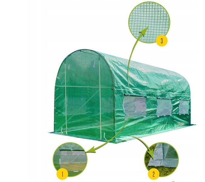 Садова теплиця 9 м&sup2; 4,5&times;2&times;2 м зелена плівка UV-4 P0024 фото