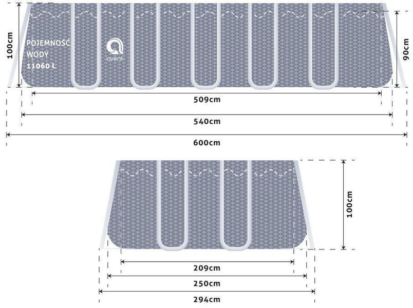 Прямокутний каркасний басейн Avenli 540 x 250 x 100 см (16в1) 2282311423 фото