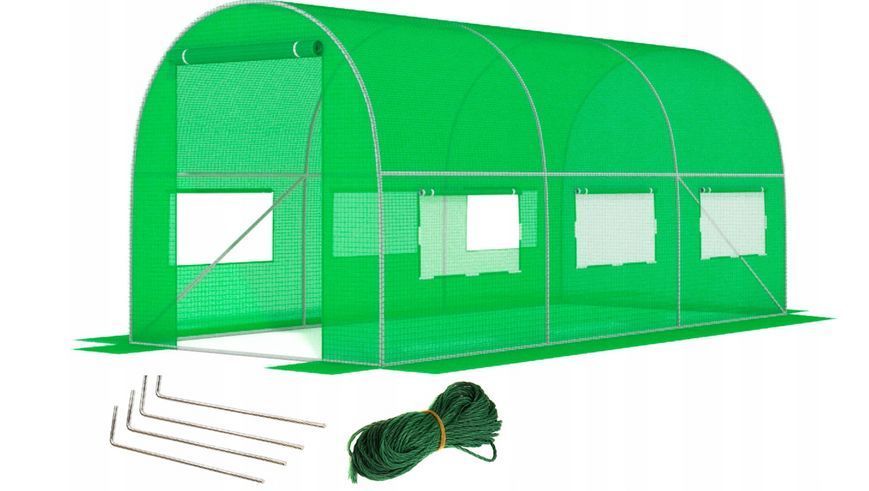 Садова теплиця 9 м&sup2; 4,5&times;2&times;2 м зелена плівка UV-4 P0024 фото