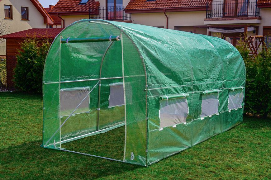Садова теплиця 9 м&sup2; 4,5&times;2&times;2 м зелена плівка UV-4 P0024 фото